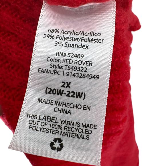 Terra & Sky Open Front Long Cardigan WMNS 2X 20W-22W Red Plus Boyfriend Sweater - Picture 6 of 7